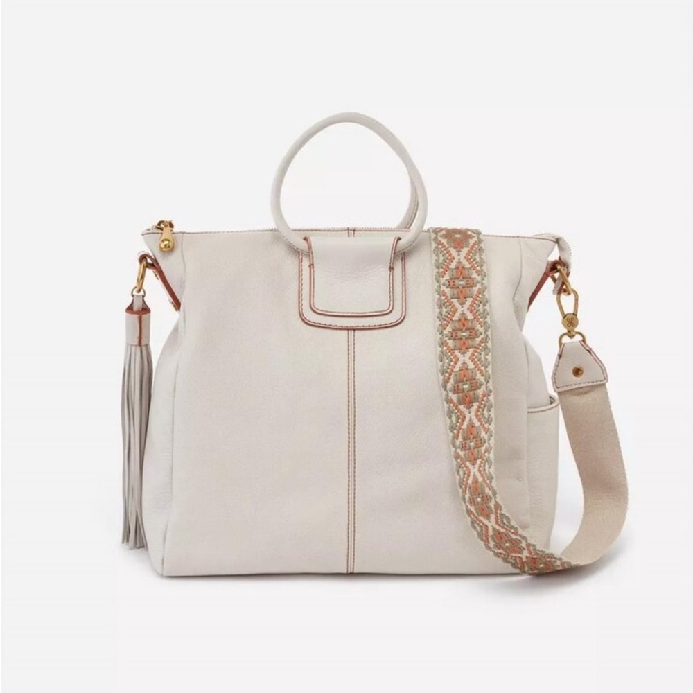 Hobo Sheila Large Satchel W Guitar Strap In Powder White